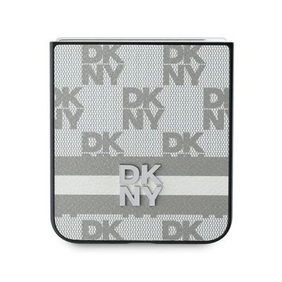 5. Etui DKNY Chequered Pattern Printed Stripes na Samsung Galxy Z Flip 6 - beżowe