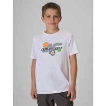 T-shirt regular z nadrukiem chłopięcy 4F 4FJRAW26TTSHM4346-10S