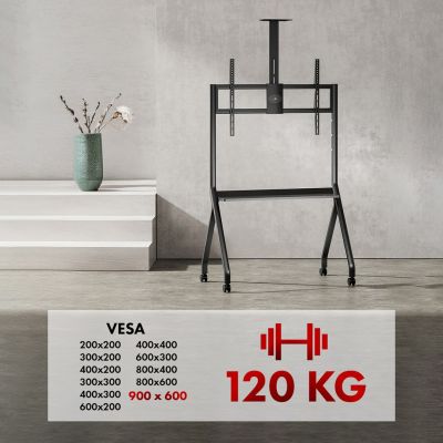 11. MACLEAN WÓZEK DO TV, PÓŁKA NA KAMERĘ, NA KÓŁKACH, 55-100", MAX. OBCIĄŻENIE 120KG/10KG PÓŁKA, MAX. VESA 900X600 MC-114 B
