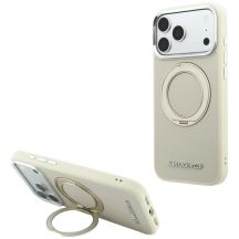 Etui Karl Lagerfeld Ring Stand 360 Saffiano Classic Logo MagSafe na iPhone 18 Pro / 17 Pro - beżowe
