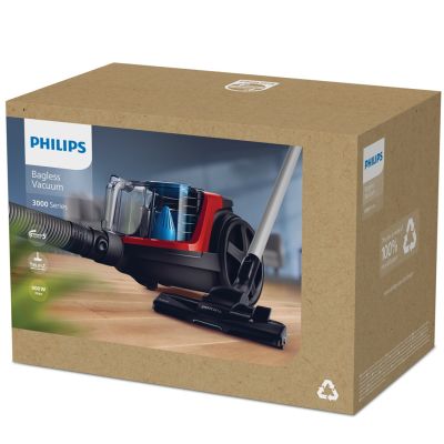 8. Odkurzacz bezworkowy Philips FC9330/09 (650W; kolor czarny, kolor czerwony)
