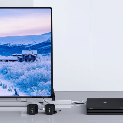11. Kabel Orico XD-VATH VGA i mini jack 3.5 mm do HDMI Full HD 60 Hz z zasilaniem USB 5 m - czarny
