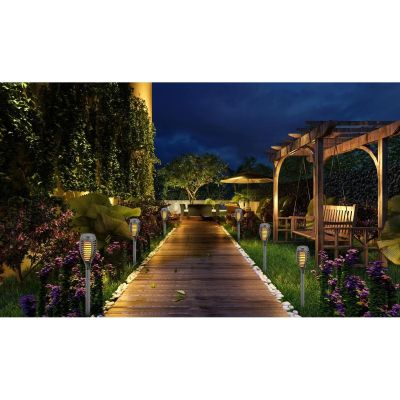 6. POCHODNIA LAMPA SOLARNA TAŃCZĄCE PŁOMYKI 12 LED SMD 7,5x7,5x46,5CM SZARA - 12szt