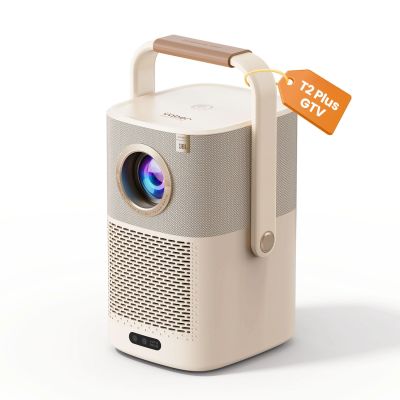 2. Projektor multimedialny Yaber T2 Plus GTV 1080p 450 ANSI Google TV JBL Dolby Audio z baterią - beżowy