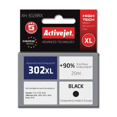 Activejet AH-302BRX Tusz (zamiennik HP 302XL F6U68AE; Premium; 20 ml; czarny)