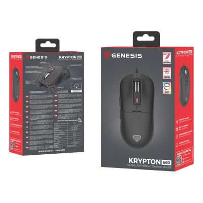 10. GENESIS Krypton 660 myszka Gaming Po prawej stronie USB Typu-A Optyczny 12000 DPI