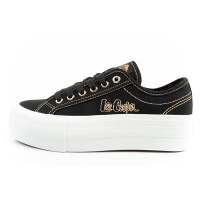 2. Lee Cooper buty sportowe damskie trampki platforma czarne ze złotym