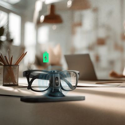 4. Stacja ładująca BoboVR CG2 3w1 do inteligentnych okularów z klipsem 350 mAh i etui - czarna