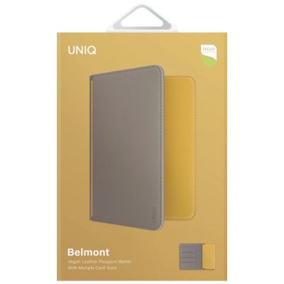 6. Etui na paszport UNIQ Belmont z blokadą RFID - szaro-żółte