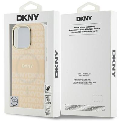8. Etui DKNY Repeat Texture Pattern & Stripe MagSafe na iPhone 16 Pro - różowe