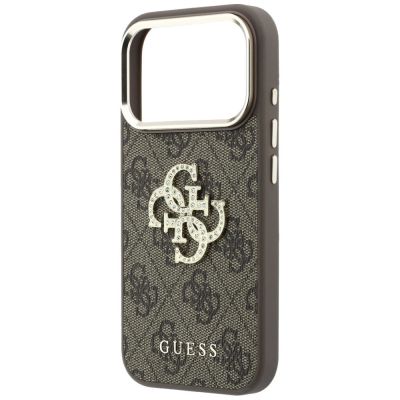 6. Etui Guess 4G & Big Strass Logo na iPhone 18 Pro / 17 Pro - brązowe