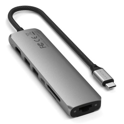 5. Wieloportowa przejściówka Satechi 7-w-1 USB-C Slim z Ethernetem - gwiezdna szarość