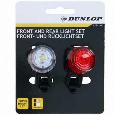6. ZESTAW SILIKONOWYCH LAMP ROWEROWYCH LED PRZÓD I TYŁ OKRĄGŁE BLACK DUNLOP