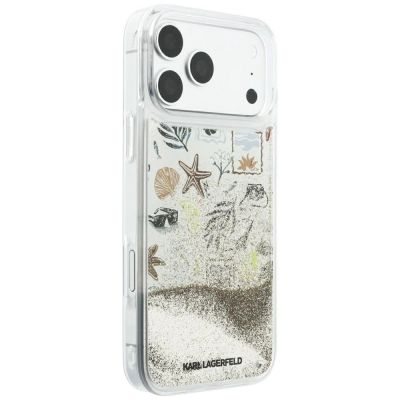 4. Etui Karl Lagerfeld Liquid Glitter Beach & Sand na iPhone 17 Pro Max / 18 Pro Max - beżowe