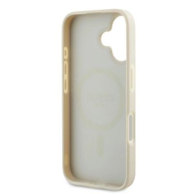 7. Etui Guess Grained Ring MagSafe na iPhone 16 - beżowe