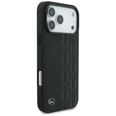 4. Etui Mercedes Leather Laurel Leaves MagSafe na iPhone 17 Pro Max - czarne
