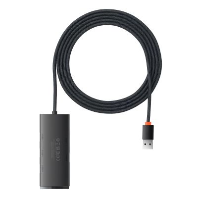 2. Baseus Lite Series HUB 4-Portowy (USB-A do 4xUSB-A 3.0) 2m czarny (WKQX030201)