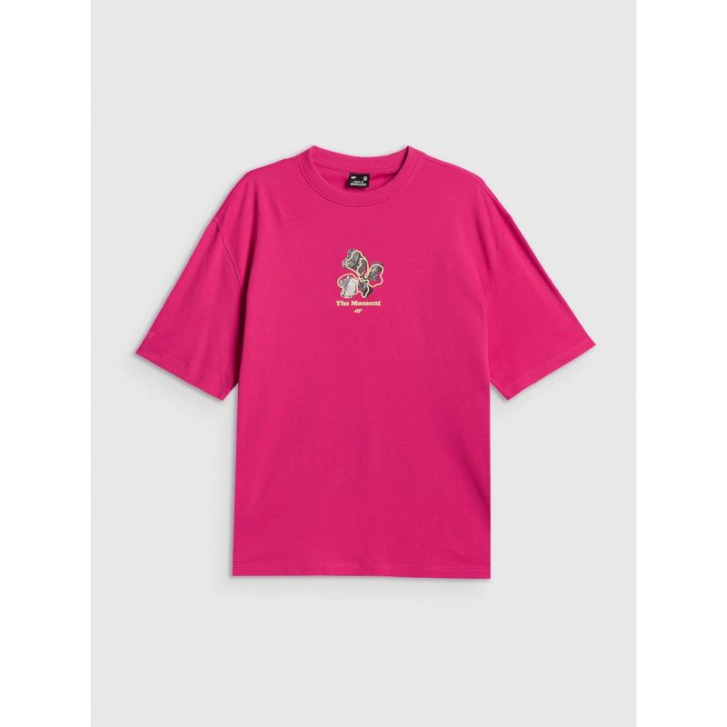 4. T-shirt loose z nadrukiem damski 4F 4FRSS26TTSHF3706-53S