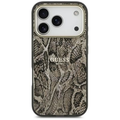 3. Etui Guess Python Pattern MagSafe na iPhone 17 Pro / 18 Pro - brązowe