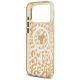 7. Etui Guess IML Leopard Glitter Triangle Logo MagSafe na iPhone 17 Pro / 18 Pro - brązowe