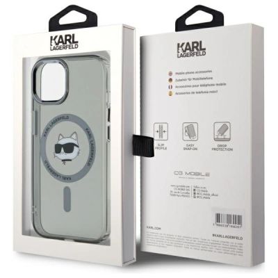 8. Karl Lagerfeld KLHMP15SHLSCHK iPhone 15   6.1" czarny/black hardcase IML Metal Choupette Head MagSafe