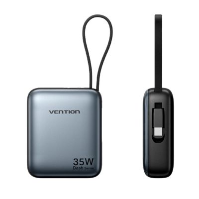 4. Powerbank Vention 10000mAh 35W PD z wbudowanym kablem USB-C szary