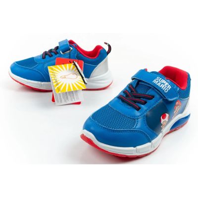8. Leomil buty sportowe dziecięce sneakersy Super Mario na rzep LED niebieskie