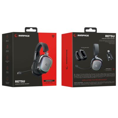 8. Słuchawki Rampage RETSU Słuchawki bezprzewodowe nauszne BT 2.4G RGB czarne