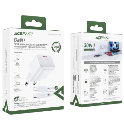 7. Ładowarka sieciowa Acefast A77 Mini PD 30W GaN + kabel USB-C - biała