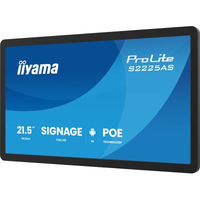 3. iiyama ProLite S2225AS-B1P Płaski panel Digital Signage 54,6 cm (21.5") LCD Wi-Fi 500 cd/m2 Full HD Czarny Procesor wbudowany Android 24/7