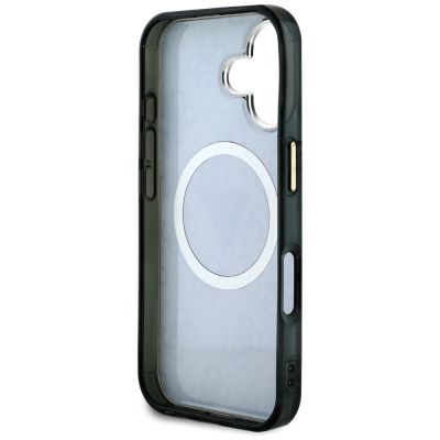 7. Etui Guess IML Metal Glitter 4G Circle Triangle MagSafe na iPhone 16 - czarne