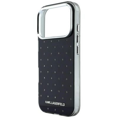 6. Etui Karl Lagerfeld IML Rhinestones Allover and Electroplated Logo na iPhone 17 Pro / 18 Pro  - czarne