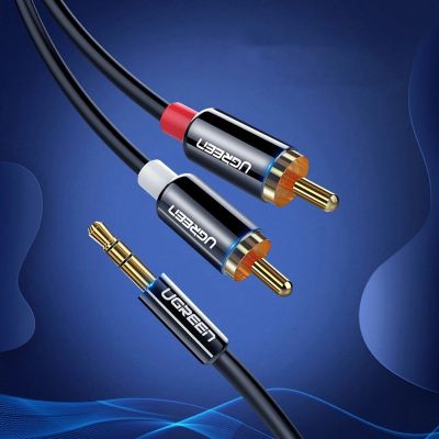 9. Kabel Ugreen AV116 10583 audio mini jack 3,5 mm (męski) / 2RCA (męski) 1.5m - czarny