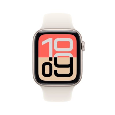 2. Apple Watch SE 3 GPS + Cellular 44 mm, aluminiowa obudowa w kolorze Starlight z paskiem Starlight Sport Band – rozmiar M/L