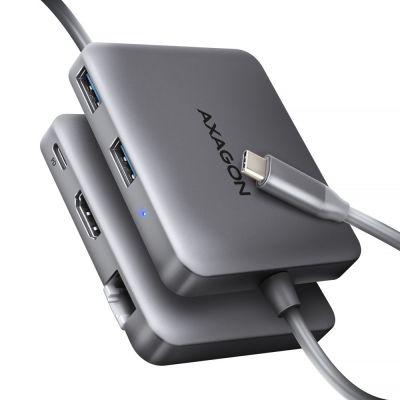 8. Axagon N HMC-5HL USB 5Gbps hub 2x USB-A HDMI 4k/60Hz RJ-45 GLAN PD 100W kabel USB-C Przewodowa USB 3.2 Gen 1 (3.1 Gen 1) Type-C Srebrny