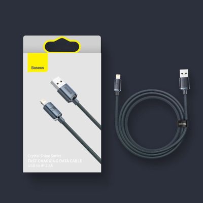 19. Baseus Crystal Shine Series kabel przewód USB do szybkiego ładowania i transferu danych USB Typ A - Lightning 2,4A 1,2m fioletowy (CAJY000005)