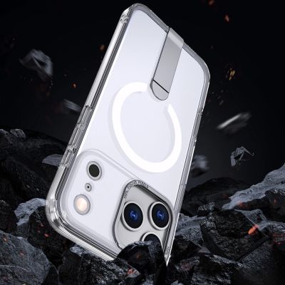 6. Etui Hybrid Armor X na Samsung Galaxy S25 FE z podstawką kompatybilne z MagSafe - przezroczyste