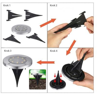 11. LAMPA SOLARNA 8 LED SMD DO WBICIA W PODŁOŻE KPL.4SZT