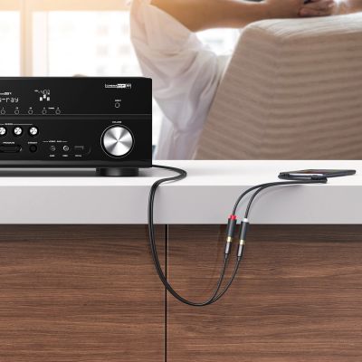 6. Ugreen adapter audio jack 3.5mm męski do 2xRCA żeński kabel 0.25m szary (AV109)