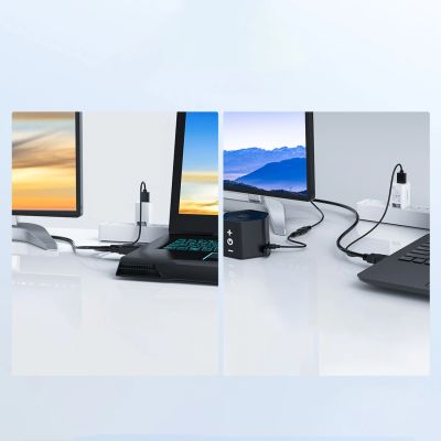 8. Kabel Orico XD-VATH VGA i mini jack 3.5 mm do HDMI Full HD 60 Hz z zasilaniem USB 5 m - czarny