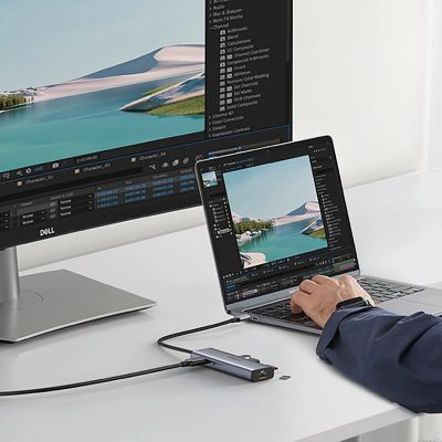 20. Adapter Ugreen CM512 90568 USB-C - 2x USB-A 3.0 / HDMI / RJ45 / czytnik kart SD i TF / USB-C PD 100W - szary