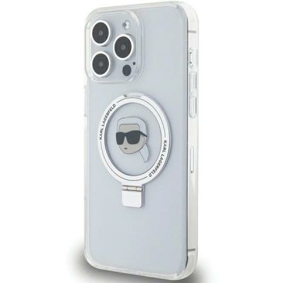 2. Etui Karl Lagerfeld Ring Stand Karl Head MagSafe do iPhone 15 Pro Max - białe