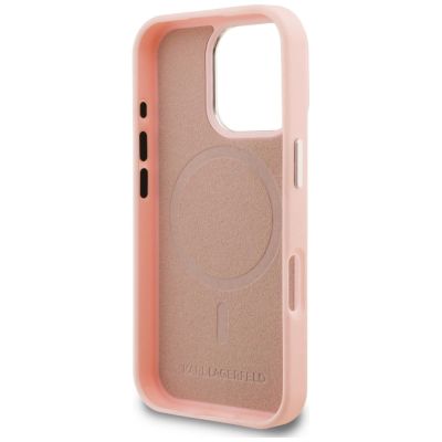 7. Etui Karl Lagerfeld Initial & Metal Logo MagSafe na iPhone 16 Pro Max - różowe