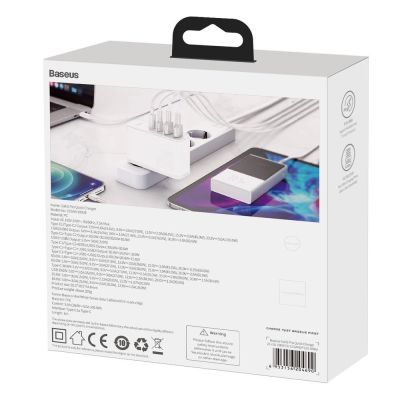 6. Baseus GaN2 Pro szybka ładowarka sieciowa 100W USB / USB Typ C Quick Charge 4+ Power Delivery biały (CCGAN2P-L02)