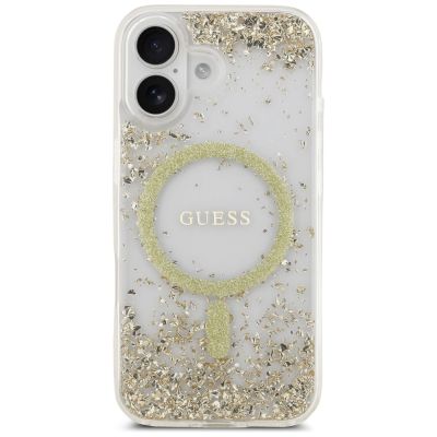 3. Etui Guess Resin Bottom Glitter MagSafe na iPhone 17 - złote