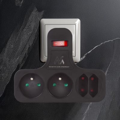 2. MACLEAN GNIAZDKO PRĄDOWE, POCZWÓRNE Z WYŁĄCZNIKIEM, NÓŻKĄ STABILIZUJĄCĄ, TYPU E, 2X2,5A, 2X16A MCE224 E/B