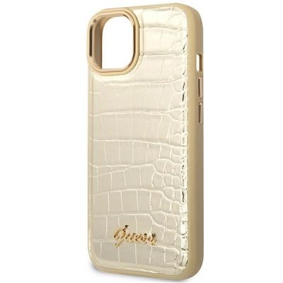 6. Etui Guess Croco Collection na iPhone 14 Plus - złote