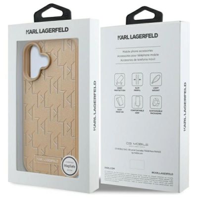 8. Etui Karl Lagerfeld Hot Stamp Magsafe na iPhone 16 - beżowe