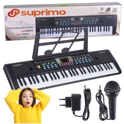 10. SUPRIMO 605 UFB - keyboard z mikrofonem do nauki gry, przeznaczony dla dzieci