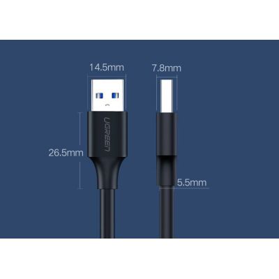 12. Ugreen kabel przewód USB 2.0 (męski) - USB 2.0 (męski) 0,5 m czarny (US128 10308)